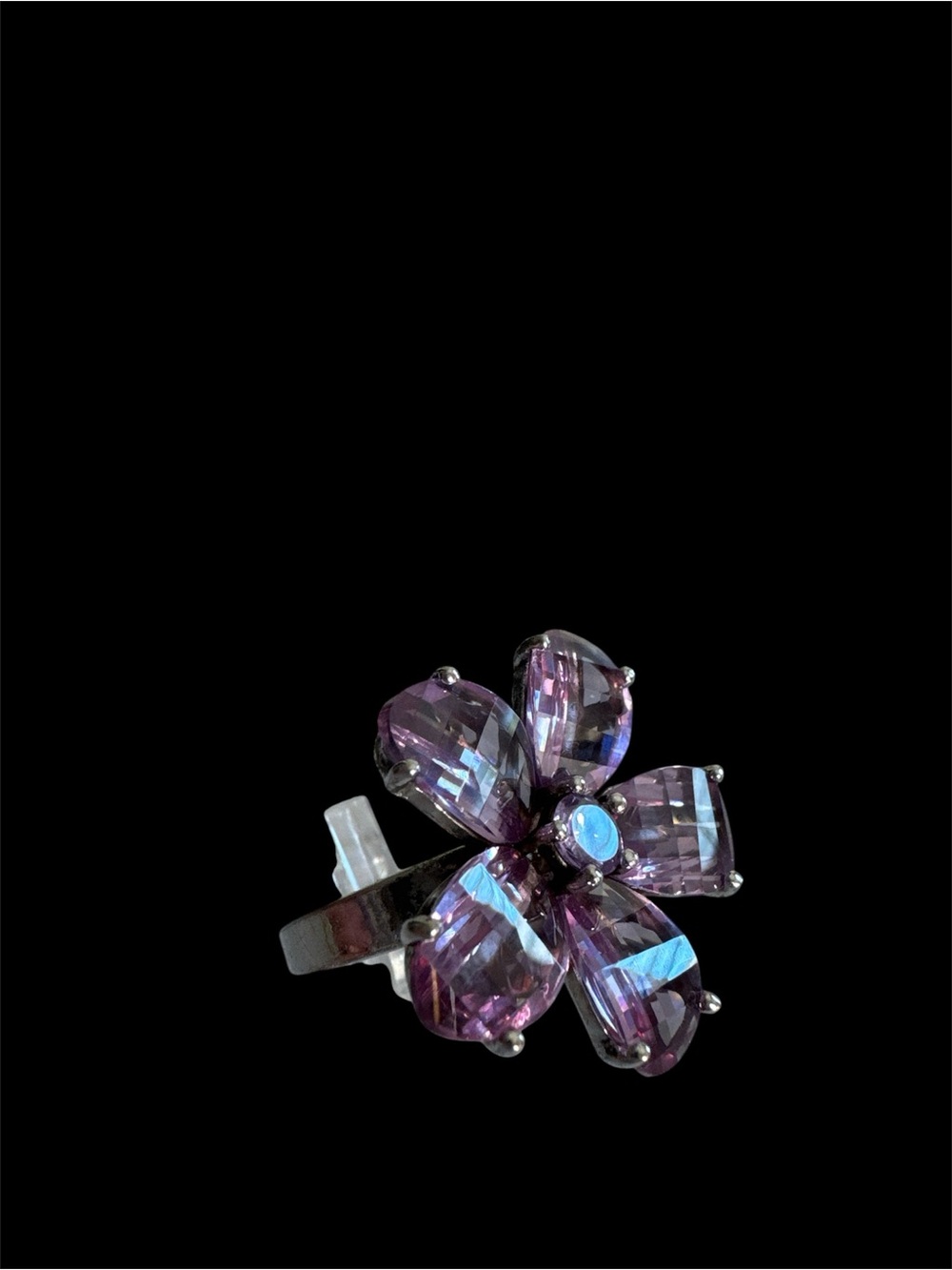 Purple Flower Crystal Ring — Women Accessories